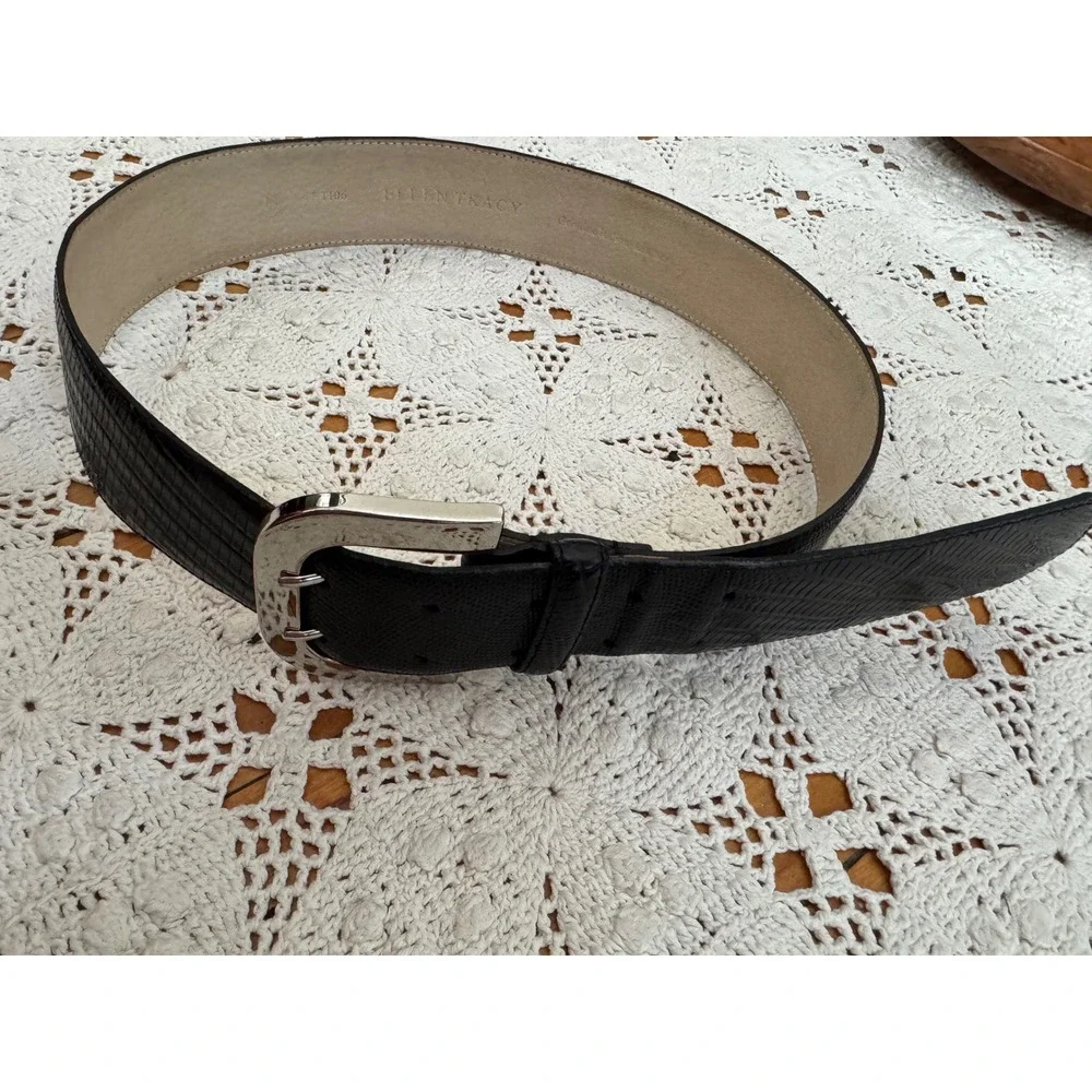 Ellen Tracy Black Embossed Leather Belt‎ Sz M